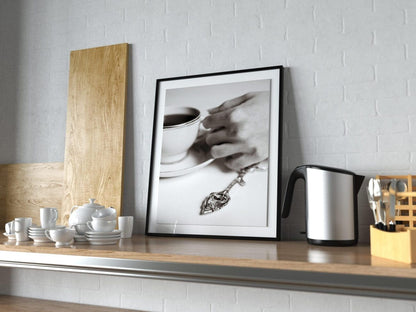 Woman Holding a Cup of Coffee Poster